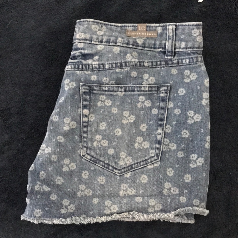 Denim shorts with small floral detail